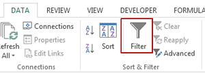 Excel Data Filter - Button In Excel Ribbon